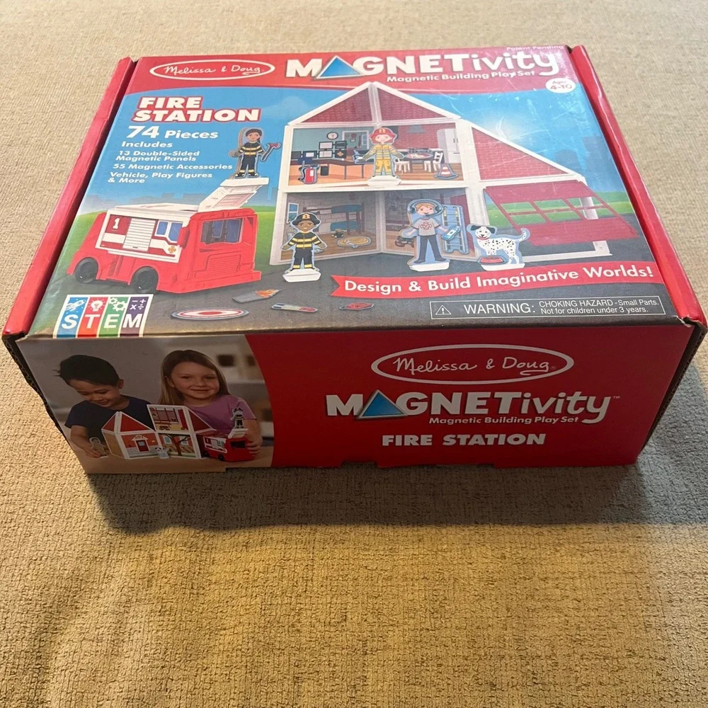 Melissa & Doug Magnetivity Fire Station Magnetic Building Set 74pc + Paw Patrol